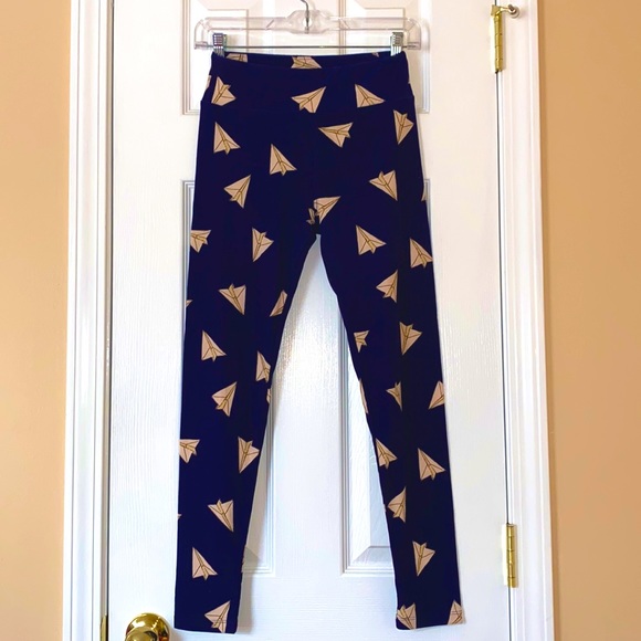 Navy Blue Paper Airplanes LulaRoe Leggings - Picture 1 of 1
